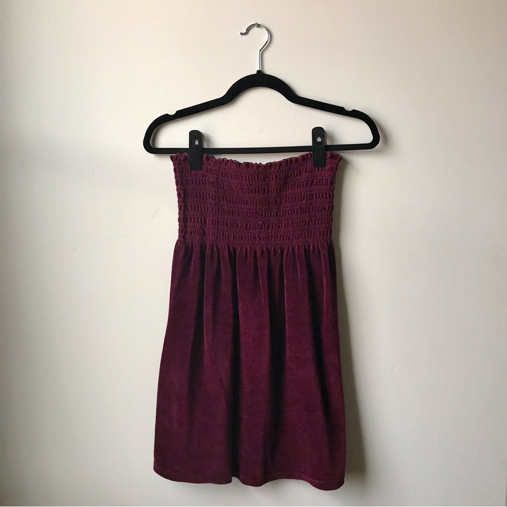 Juicy Couture Wine Velour Smock Tube Top (Size S)
